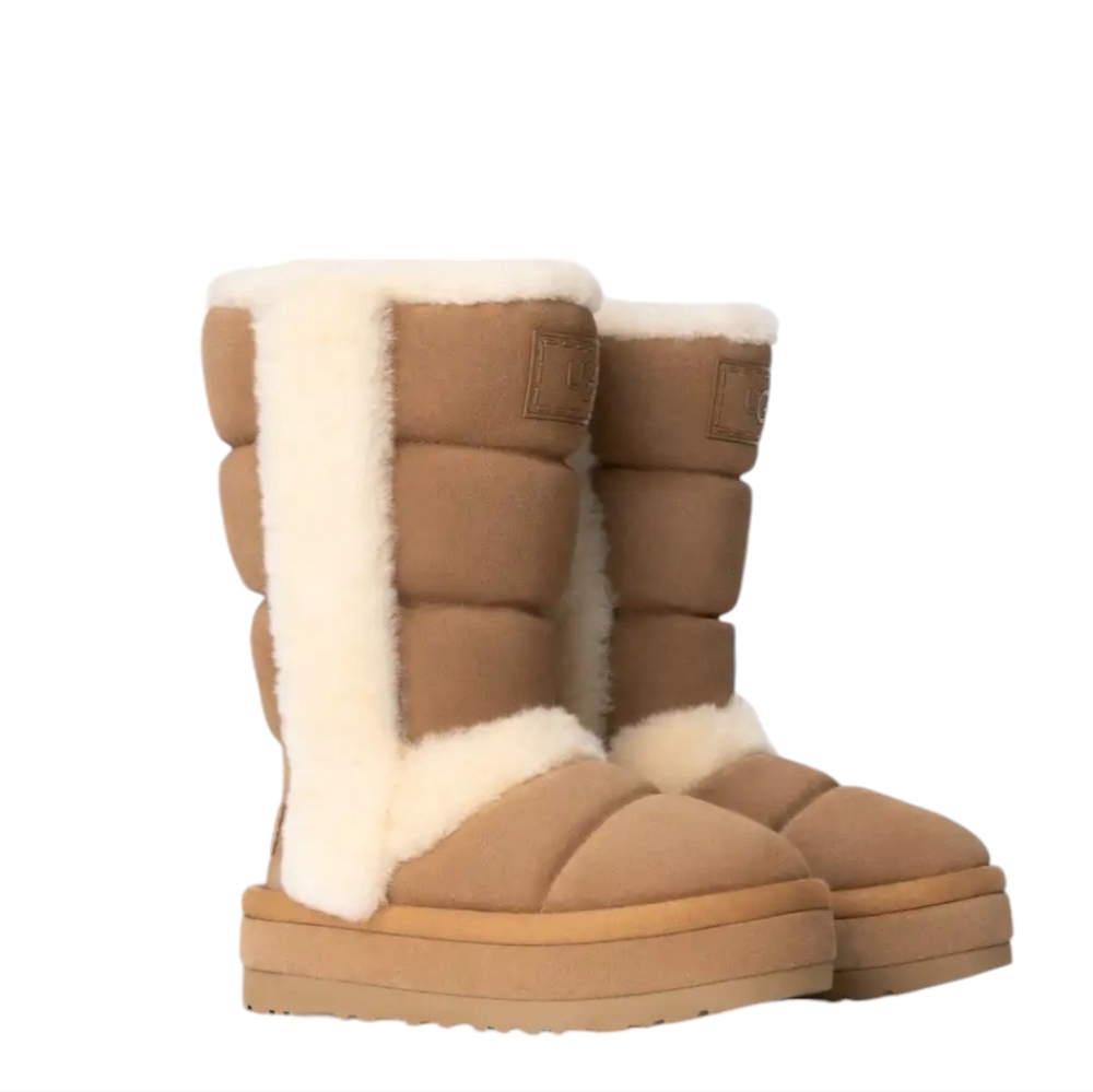 UGG Chestnut Tan Shearling Trim Winter Boots